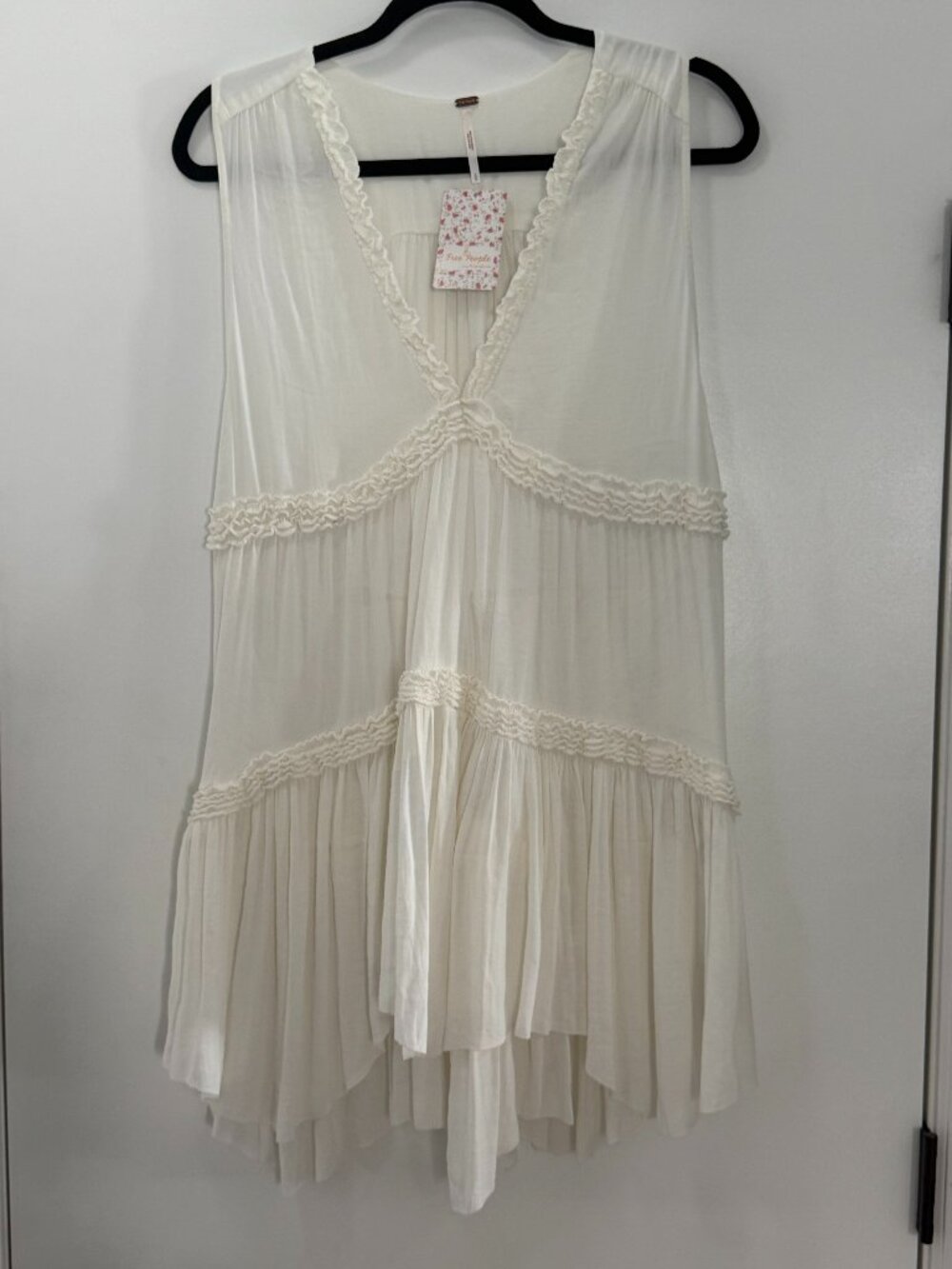 NWT Free People White "Haze" Tiered Tunic - Large